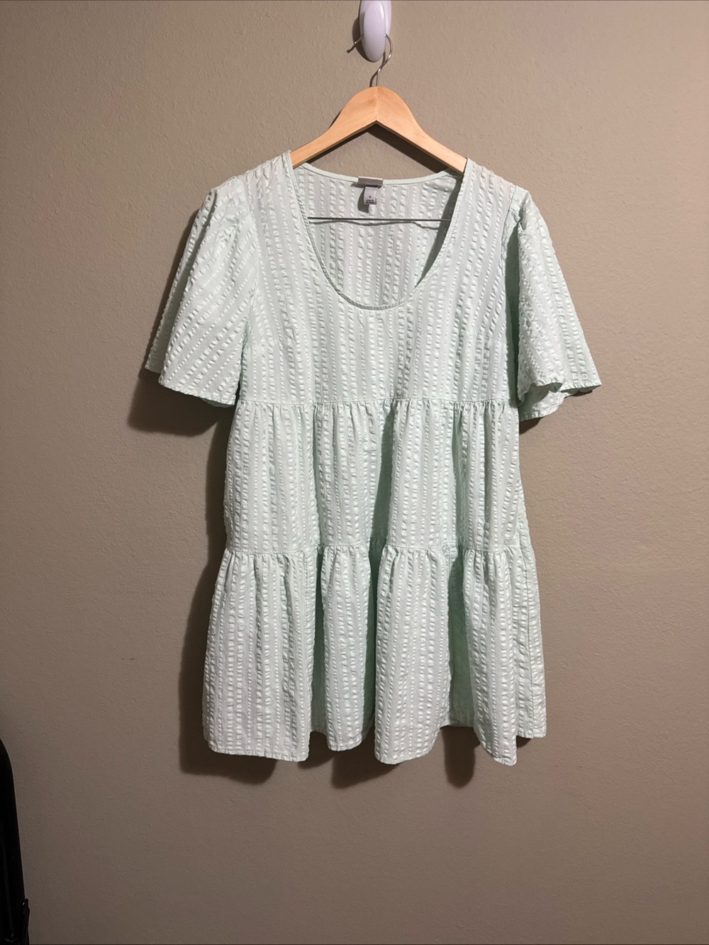 Women's A New Day Pale Green Mini Dress  Size Small Short Sleeve Pockets